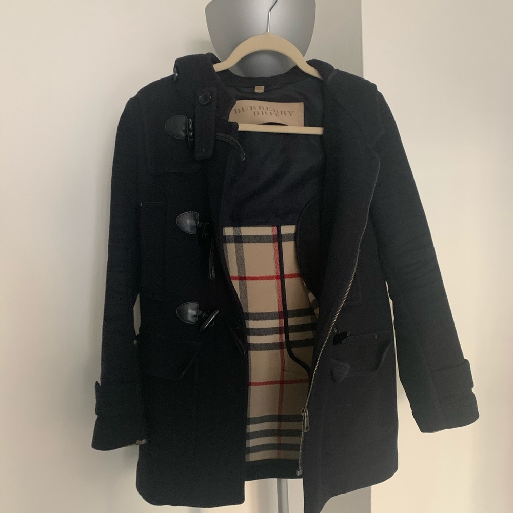 Classic Burberry Wool-Blend Duffel Toggle Coat
